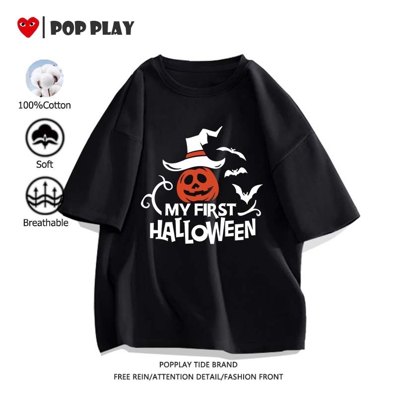 แขนสั้น ใส่ได้ทั้งชายและหญิง หลวมและสะดวกสบาย Halloween วันฮัลโลวีน ระบายอากาศได้ (ส่งเร็ว จัดส่งจากไทย)