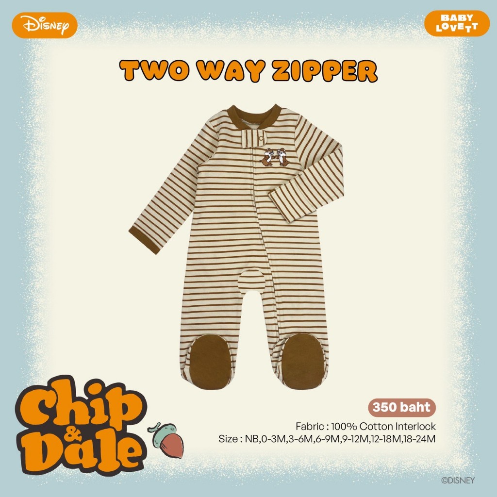 11 Chip & Dale - Two-Way Zipper ชุดนอนคลุมเท้า