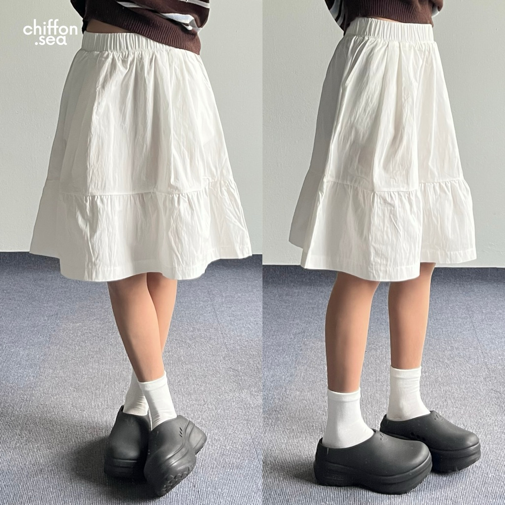 Chiffon.sea | Kana midi skirt กระโปรงสีขาว