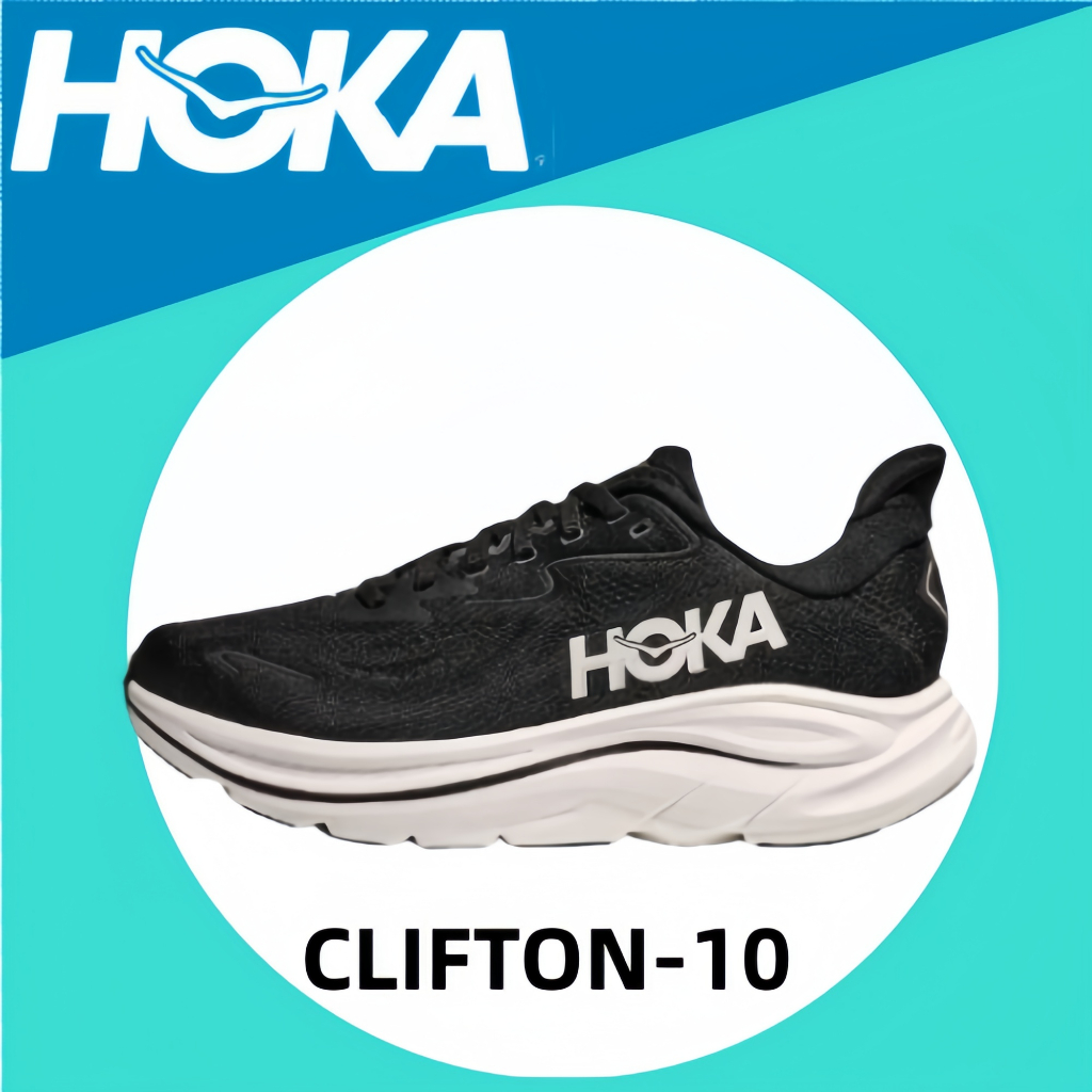 🔥100 % เป็นของแท้ 🔥 HOKA ONE ONE CLIFTON 10  1162032-BWHT Casual shoes Running shoes Sports shoes