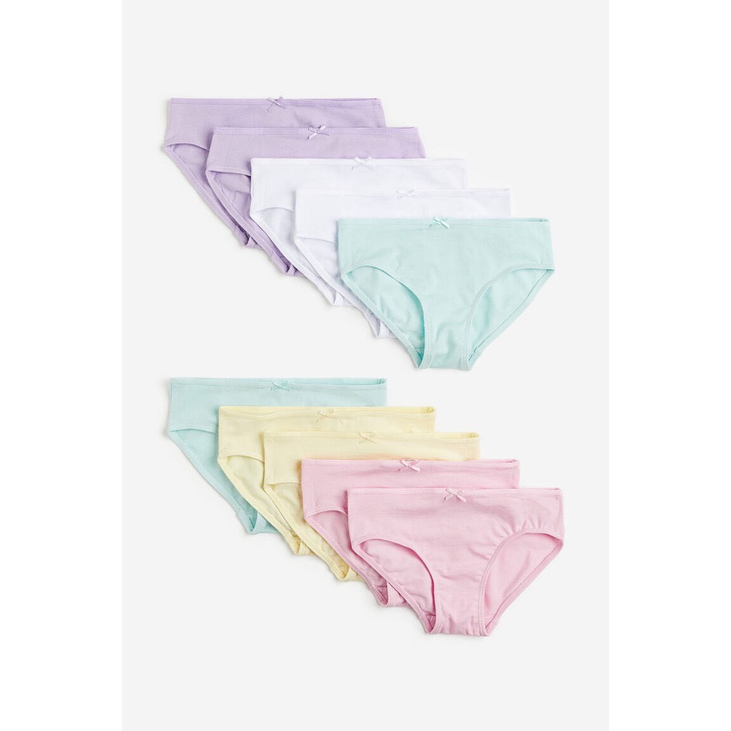 H&M กางเกงในผ้าคอตตอล แพ็ก 10 ตัว เด็กผู้หญิง ไซด์ 8-10 ปี