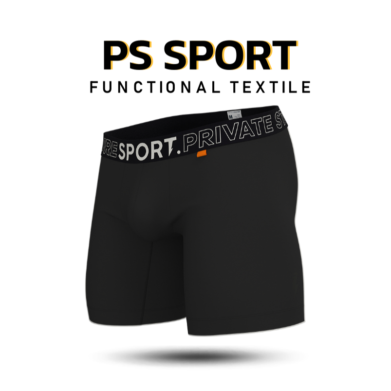 Private Structure กางเกงชั้นในชาย รุ่น PS Sport Anti-Bac Textile Mid Waist Boxer Brief - Black [4340