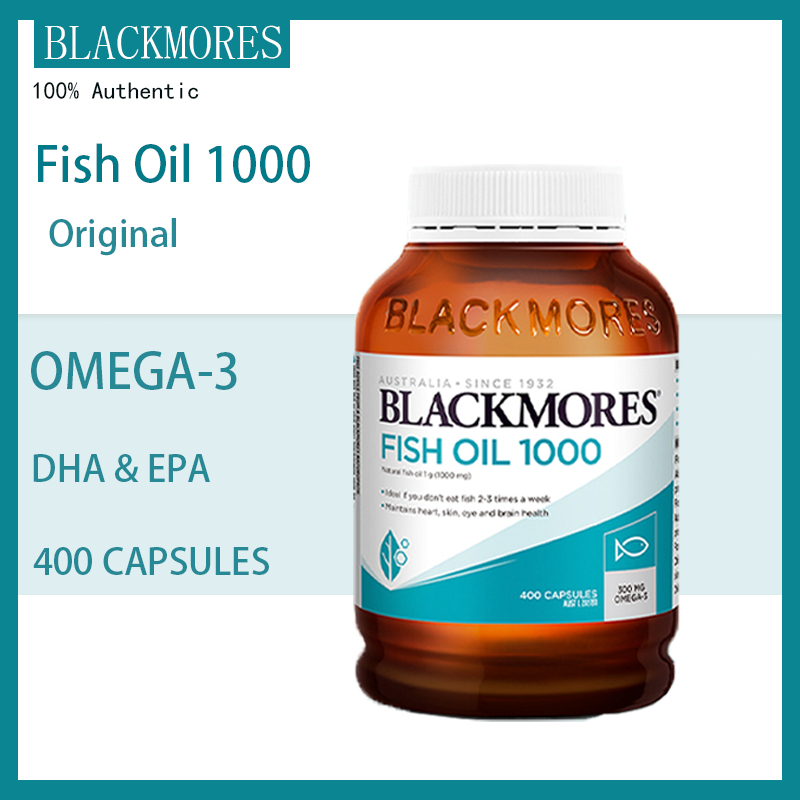 Blackmores Original Fish Oil 1000 mg. Omega 3 แบลคมอร์ส ฟิช ออยล์ 400 แคปซูล น้ำมันปลาสกัด ปรับปรุงการทำงานของสมอง