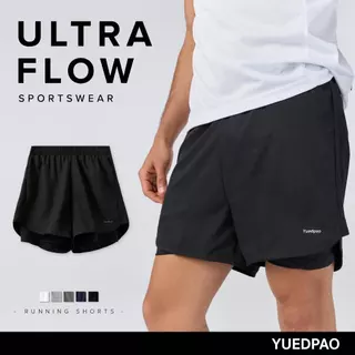 Yuedpao Sportswear - Running Shorts 2025 กางเกงออกกำลังกายขาสั้น กางเกงวิ่ง 2in1 มีซับใน พร้อมกระเป๋าด้านข้าง (5 สี)