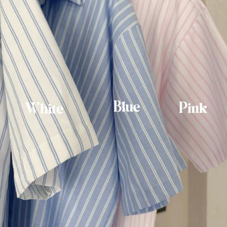 GENTLE SHIRT เสื้อเชิ้ตแขนสั้นทรงโอเวอร์ไซส์ ผ้าคอตตอนทอเนื้อนิ่มใส่สบาย ไม่ร้อน แมทช์ง่าย