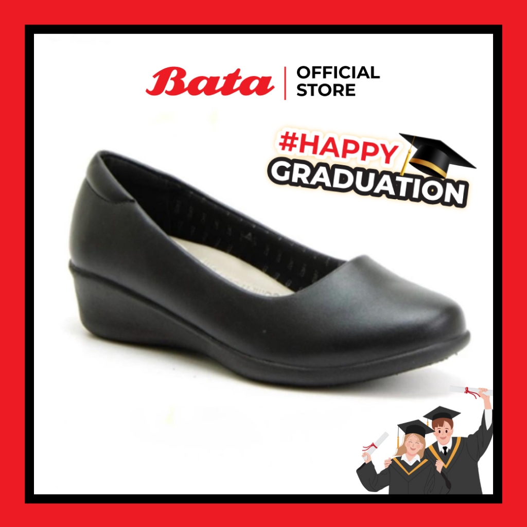*Best Seller* Bata  รองเท้าคัทชูแบบสวม ส้นแบน รองรับน้ำหนักเท้าได้ดี สูง 1 นิ้ว สำหรับผู้หญิง สีดำ รหัส 6516177