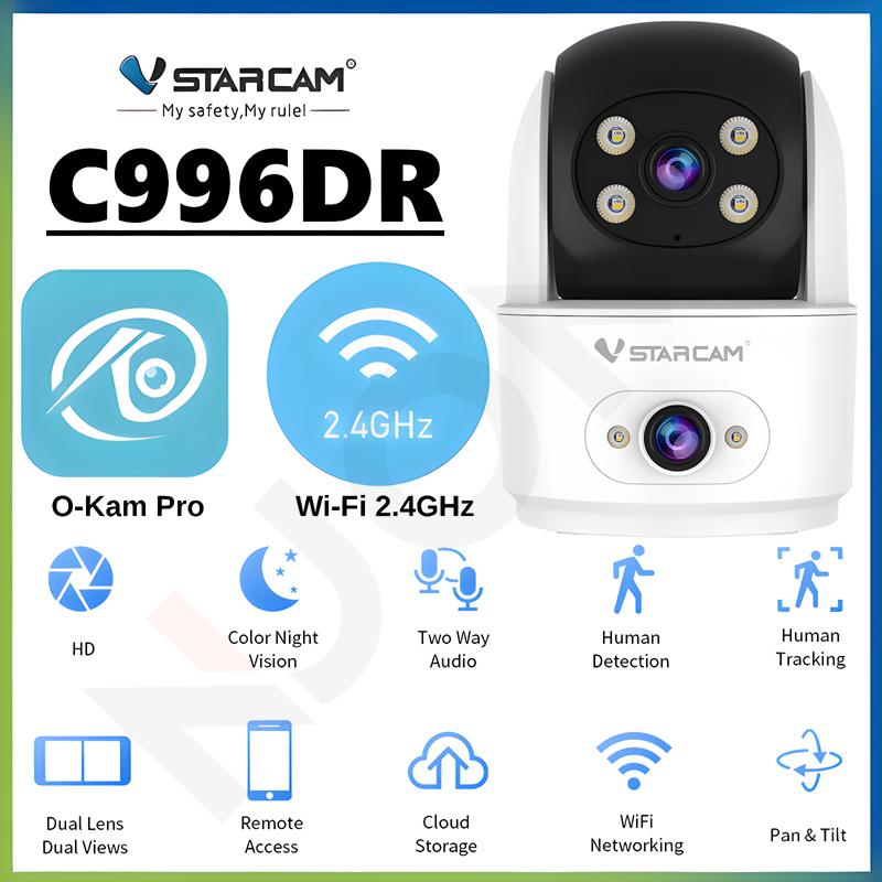 VSTARCAM CS996DR WiFi SUPER HD 1296P 3MP x 2 เลนส์กล้อง กล้องวงจรปิด Indoor Smart Security Camera