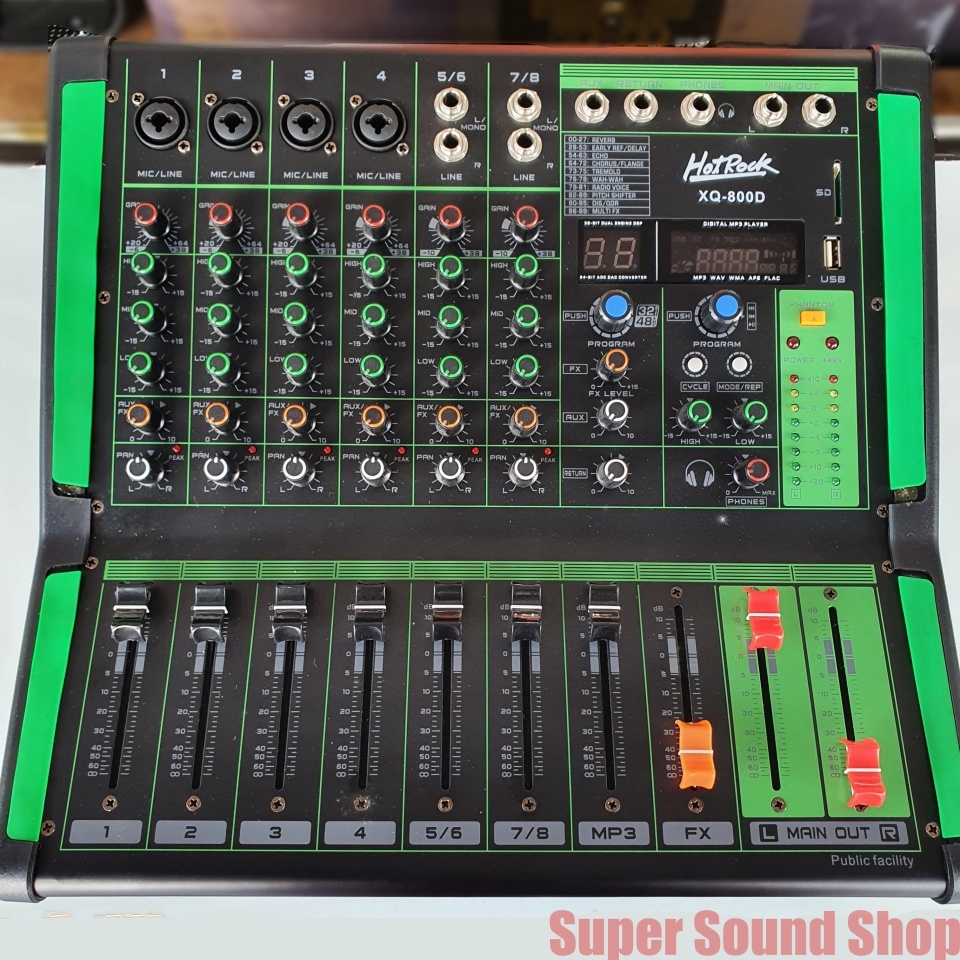 HOTROCK เพาเวอร์ มิกเซอร์ 8 ช่อง  รุ่น XQ-800D พาวเวอร์แอมป์ MIXER มีแอมป์ในตัว