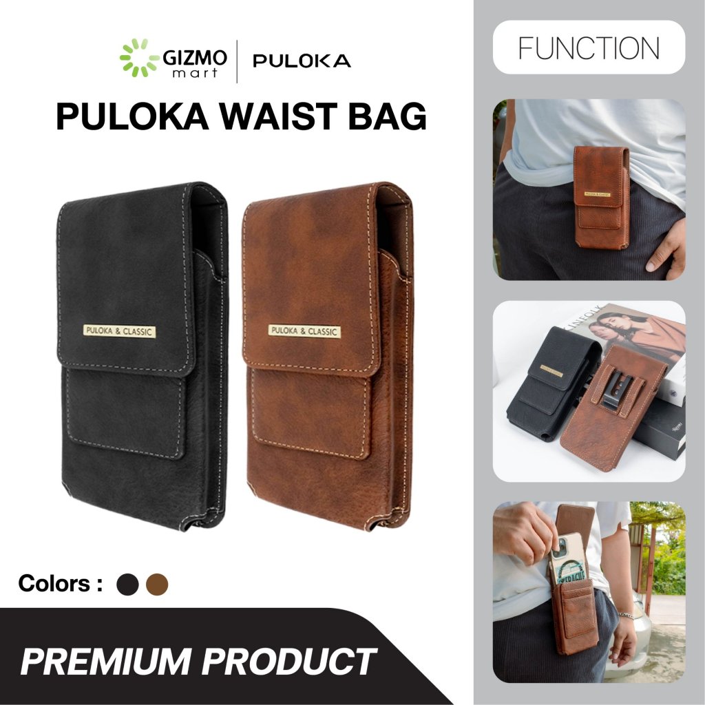 Poloka รุ่น LK-2540 กระเป๋าหนังคาดเอว กระเป๋าเก็บโทรศัพท์ สีดำ สีน้ำตาล Waist Bag