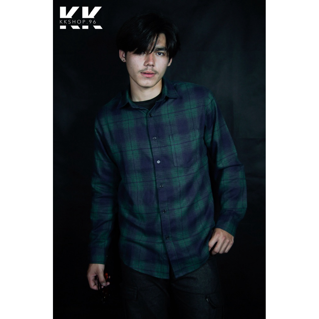 เสื้อลายสก็อต Kkshop.96 – สีเขียวกรม ราคา ถูกที่สุด ดีลบีเคเค แกลเลอรีภาพที่ 2