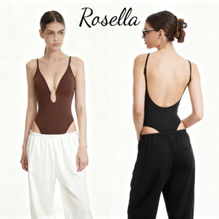 Rosella【สินค้าใหม่👗】บอดี้สูทคอวีลึกสไตล์สตรีทอเมริกันสุดเซ็ก…