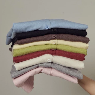 CHUUCHOP - Macaron knit top เสื้อไหมพรม คาดิแกนแขนสั้น ผ้านุ่ม มี 9 สี (C8348)