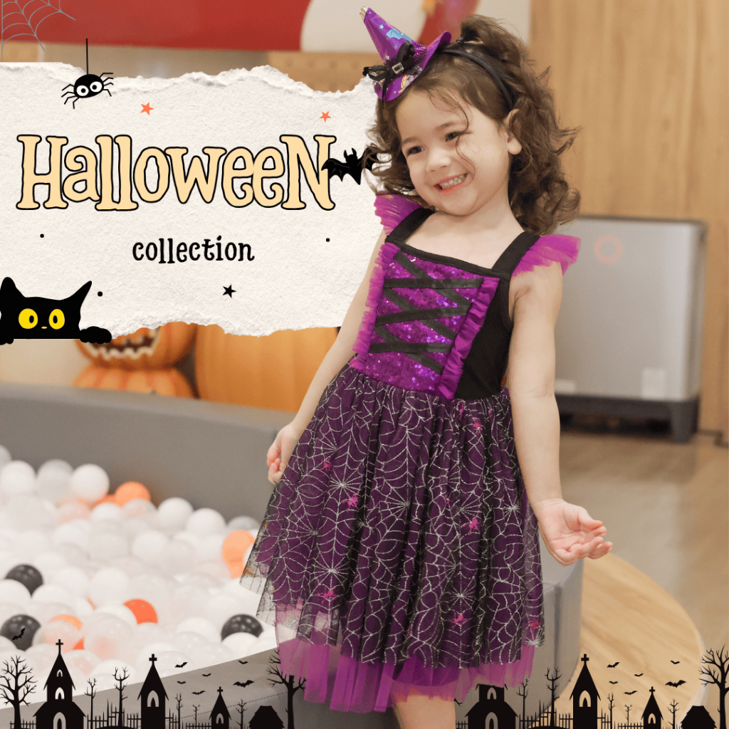 Babyhip ฮาโลวีน ชุดแฟชั่นเด็กผู้หญิง ชุดเดรส เสื้อคลุมฮาโลวีน HALLOWEEN