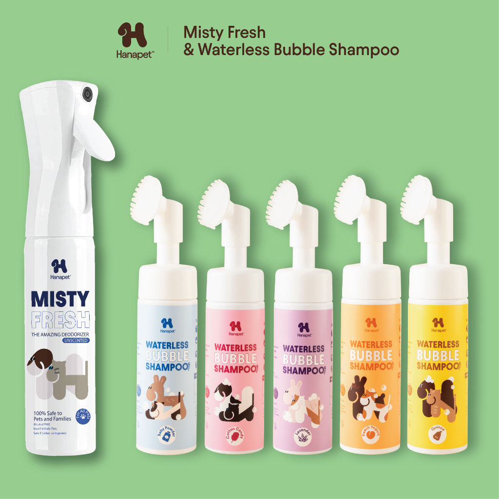 [Combo] Hanapet Misty Fresh Spray 300ml & Waterless Bubble Shampoo Mini 130ml ชุดคู่ดูแลครบวงจร