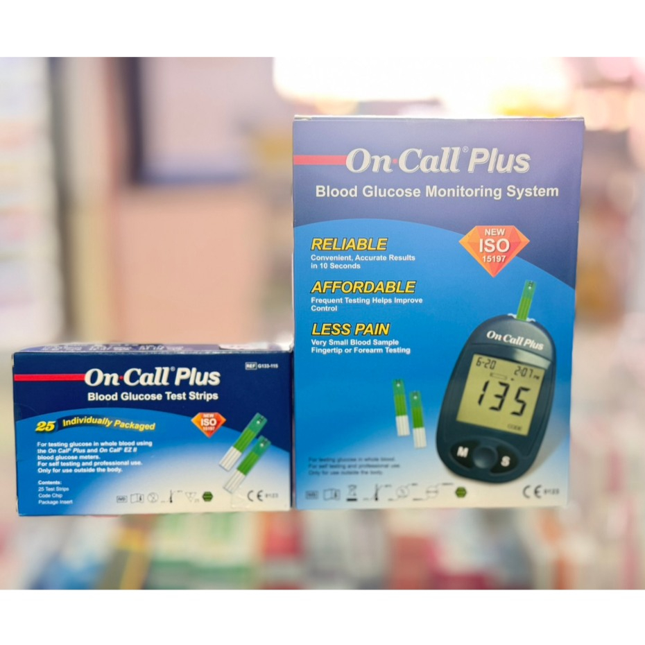 ON CALL PLUS  เครื่องตรวจน้ำตาล ON CALL PLUS BLOOD/PLUS แผ่นตรวจวัดน้ำตาล (25 ชิ้น / กล่อง)