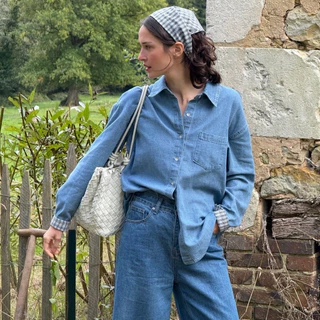 something Rustic denim shirt with scarf
