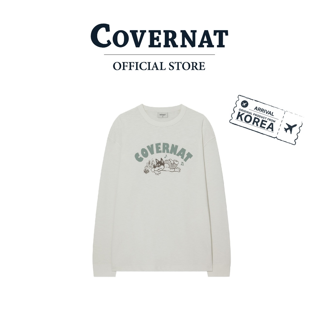 COVERNAT เสื้อแขนยาว รุ่น Vintage Graphic Long Sleeve White (70152SVGLSU_F5WTXX)