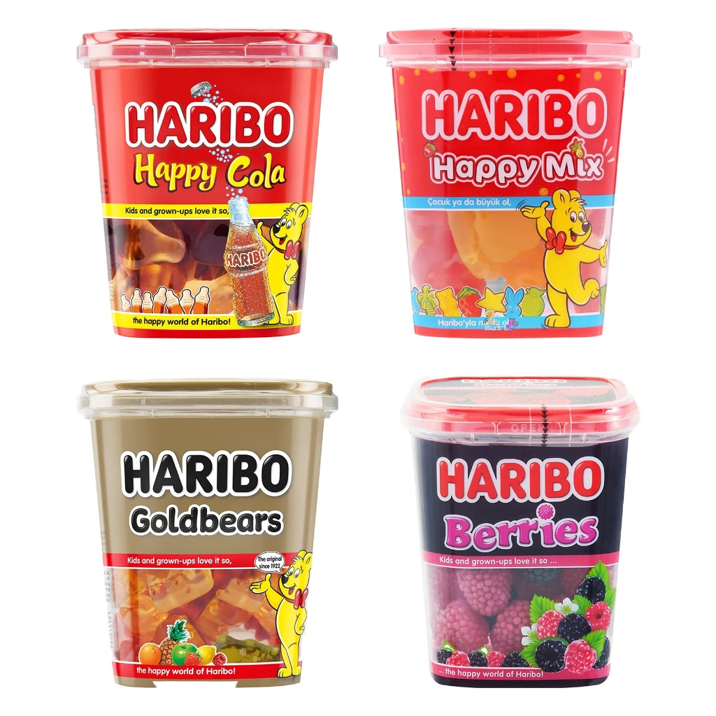Haribo Happy Cola/Happy Mix/Goldbears/Berries Gummy Candy Tub ฮาริโบ้เยลลี่ กล่องใหญ่ ขนมนำเข้า หลากรส ขายดี