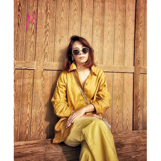 เสื้อเชิ้ตลินินแท้ 100% งานเกรดพรีเมี่ยม โทนสีเขียว🌲เหลือง💛