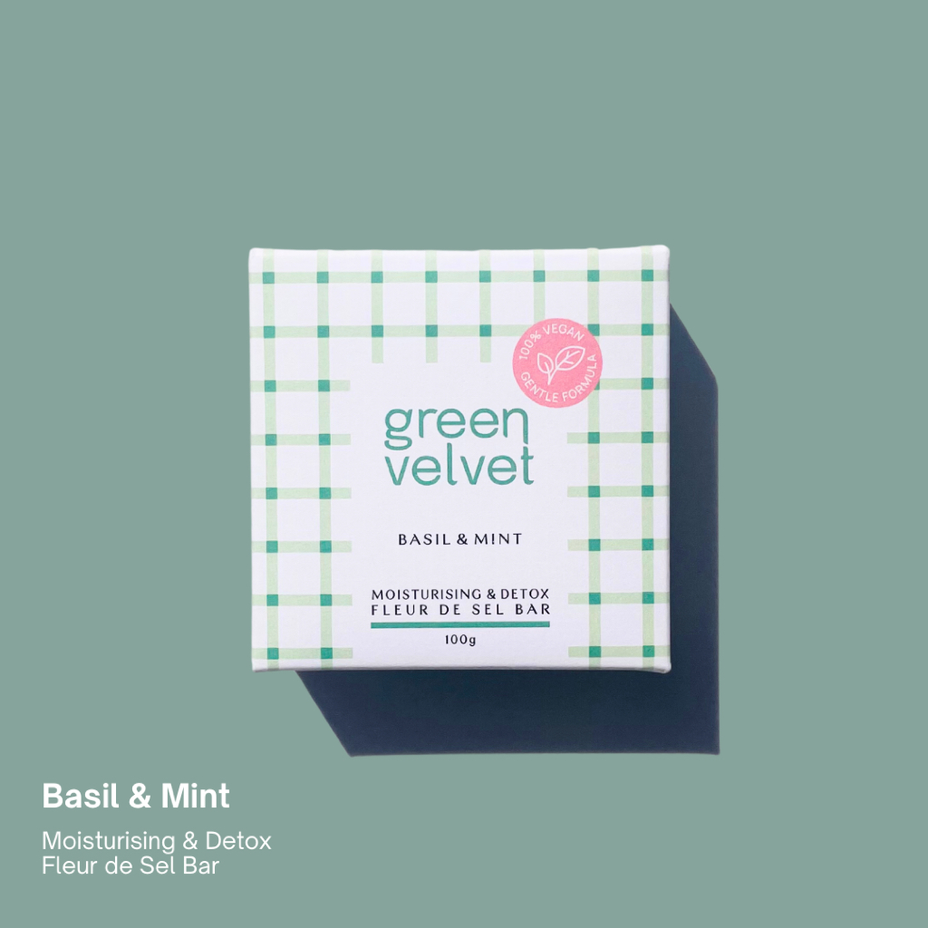 Green Velvet | Salt Soap: Basil & Mint - สบู่ดอกเกลือสูตรวีแกน จากส่วนผสมธรรมชาติ