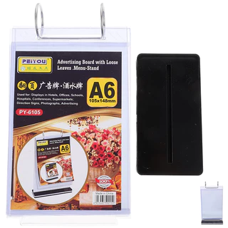 ป้ายเมนู 6แผ่น12หน้า ป้ายใส่เมนู ที่ใส่เมนู ป้ายใส่เมนูตั้งโต๊ะ พลิกได้อย่างยืดหยุ ขนาด A4/A5/A6