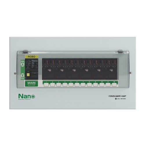 12 ช่องเมนกันดูด 50A NANO ปลั๊กออน Plug on ตู้คอนซูมเมอร์ RCBO ยูนิต +ลูกย่อย12ลูก PCM12 PCR12