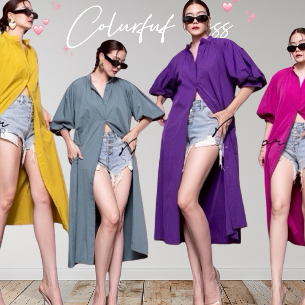 MirrorsisteR 50428.3 • เดรสเชิ้ตผ้าเนื้อแน่น ทรงโอเวอร์ไซส์ หลวมใส่สบาย