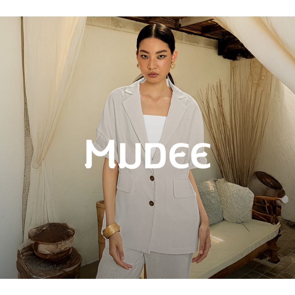 เบลเซอร์ลินินแขนสั้น โอเวอร์ไซซ์ สีกากี Oversized Linen Blazer - KHAKI