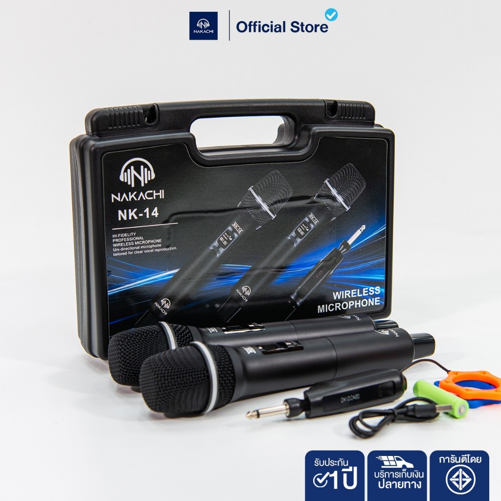 NAKACHI ไมค์ลอยคู่ NK-14 ชาร์จแบตได้ เสียงชัด ระยะไกล เหมาะคาราโอเกะ พูด ประชุม - รูปที่ 3