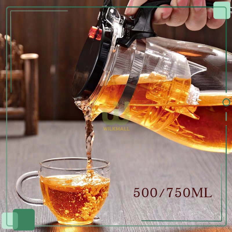 กาน้ำชา แก้วชง​ชา Tea pot กาน้ำชาทรงกลมแบบใส กาชงชา กาน้ำชงชา พร้อมที่กรองชา กากรองชา 500/750ml