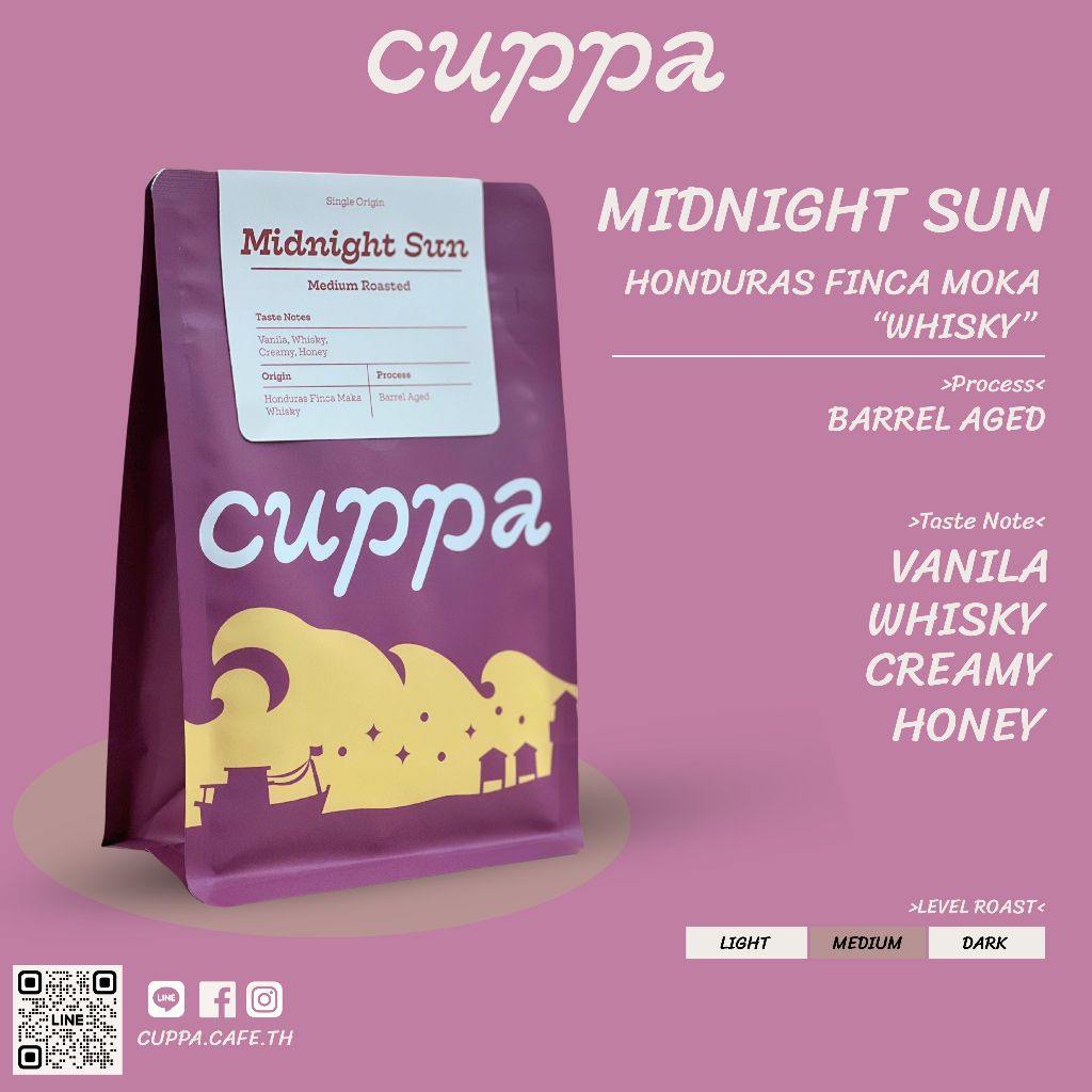 Midnight Sun coffee - Honduras Finca Moka Whisky 200g คั่วกลาง By Cuppa
