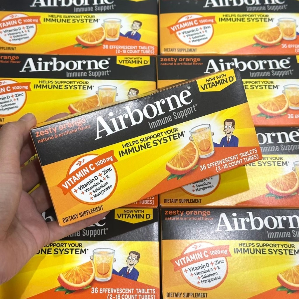Airborne Effervescent Immune Support Supplement - 36 Tablets เม็ดฟู่ มี 2 รสชาติ