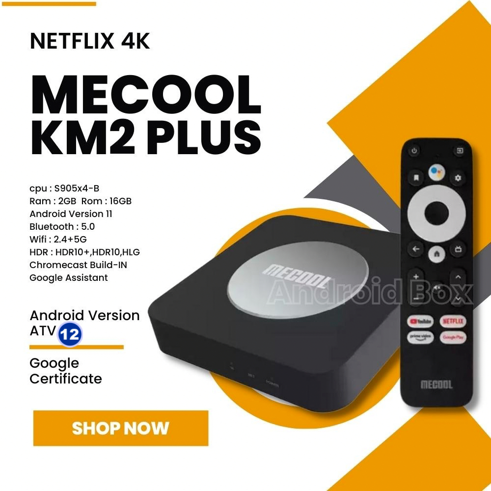 Mecool Km2 plus   Netflix 4k ,Disney 4K เสียง Dolby  แอนดรอยทีวีแท้จากGoogle  ,กล่องแอนดรอย