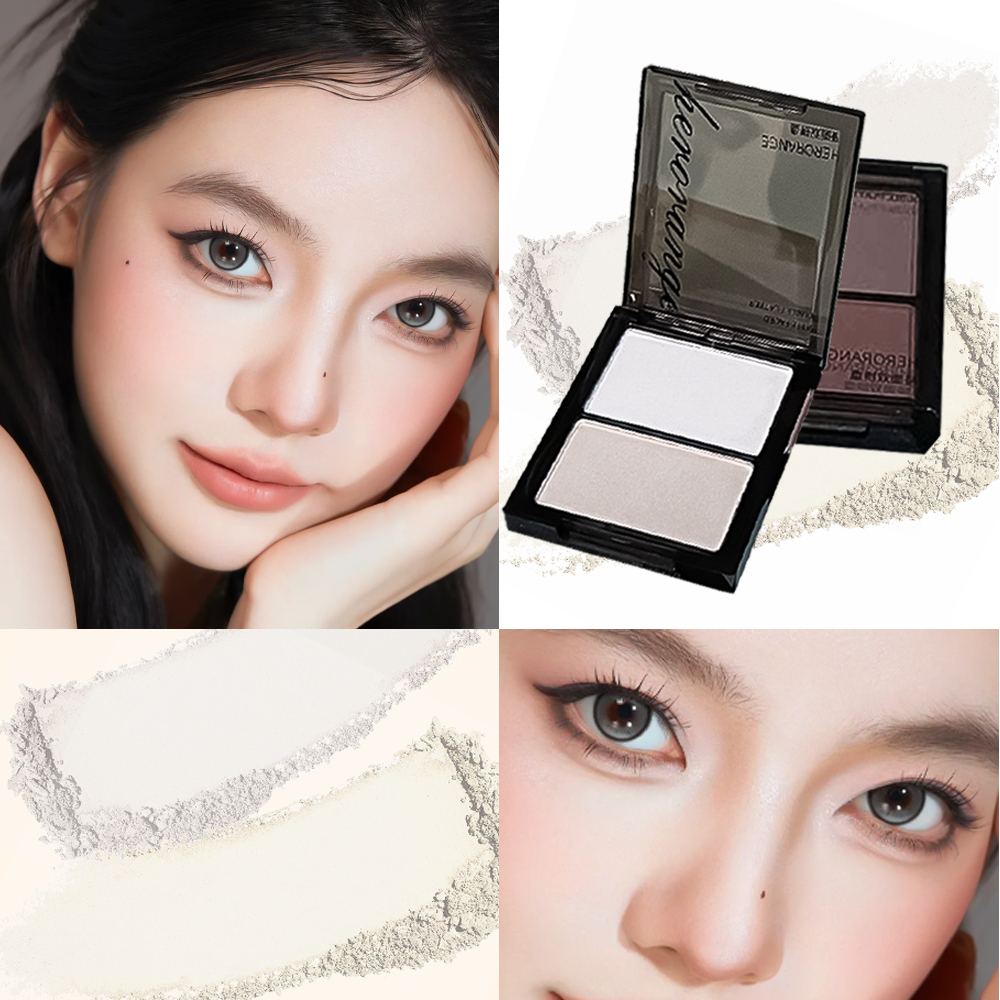 HERORANGE พาเลตต์คอนทัวร์ไฮไลท์ 2 สี เนื้อแป้งบางเบา แบบแมตต์ ช่วยให้ใบหน้า ดวงตา จมูก ดูกระจ่างใส