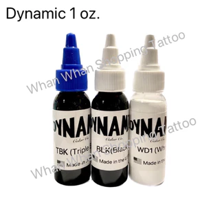 หมึกสัก สีดำที่สุด Triple Black (TBK) แท้ สีดำ Black (BLK) สีขาว (WD) ของแท้ Dynamic 1,2,4 & 8 OZ