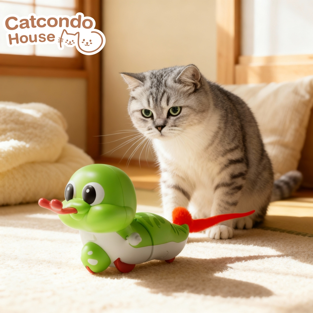 Cathouse หนอนวิ่ง+หาง ของเล่นแมว ตัวหนอนวิ่งได้ พร้อมหางปุยกระตุ้นการไล่ล่า ขนาด 30 ซม.