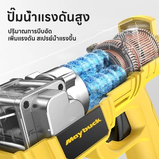 ปืนฉีดน้ำแรงดันสูง 2000W เครื่องล้างรถ ไร้สายพลังงานสูงใช้ทำความสะอาดรถยนต์