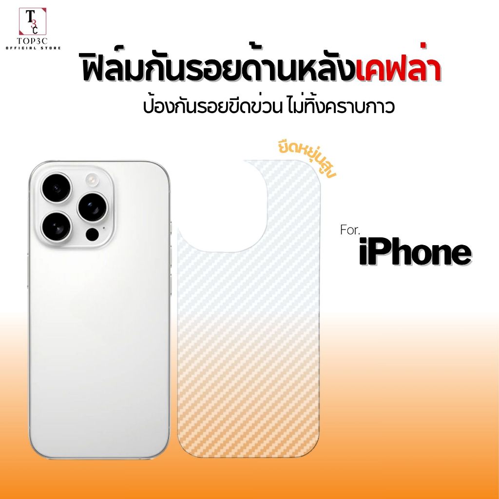【ฟิล์มปกป้องหลัง】 For iPhone Air 17 17romax 13 11 16Promax 16 15Pro 12 กันรอยขีดข่วน เคฟล่า