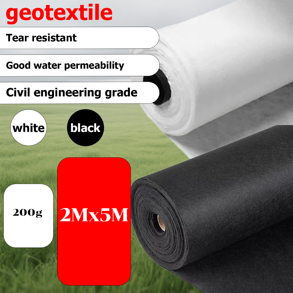 geotextile แผ่นปูดิน แผ่นปูหิน สีดำ สีขาว ใยสังเคราะห์แบบ Non Woven -สำหรับงานจัดสวน แผ่นรองจัดสวนปู