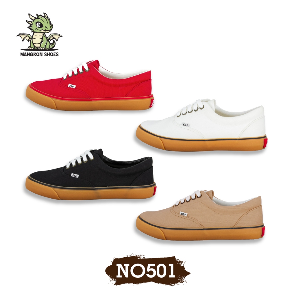รองเท้าผ้าใบผูกเชือก พื้นยางพารากันลื่น รุ่น NO501 สินค้าตรงปก จัดส่งไว แท้100%