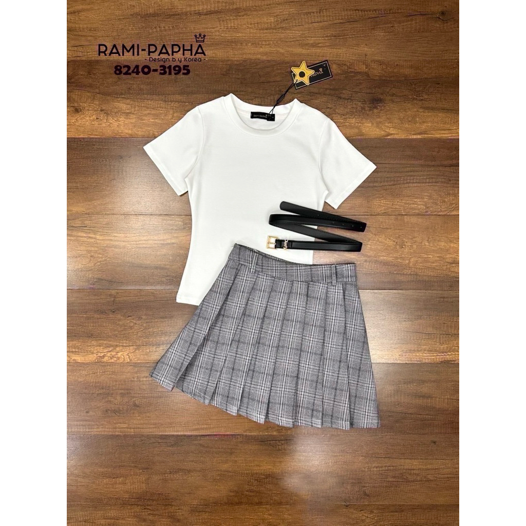 พร้อมส่ง XS-XL⚡️RM 8240 เสื้อ+กระโปรงสต๊อตสีเทา+ขข สวยสไตล์ลูกคุณ - รูปที่ 4