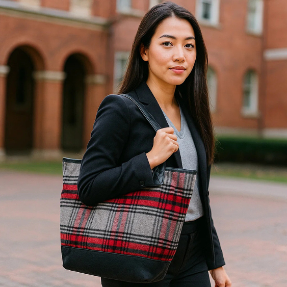 Lands’ End Plaid Tote Bag