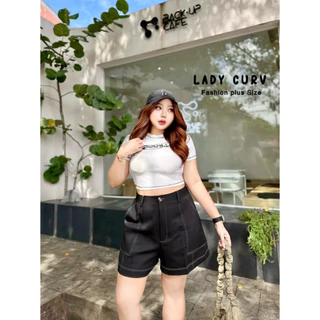 (LC) กางเกงขาสั้น ผ้าเปเป้ ดีเทลเดินด้าย ทรงสวย ใส่สบาย เสื้อผ้าสาวอวบอ้วน พลัสไซส์ ไซส์ใหญ่