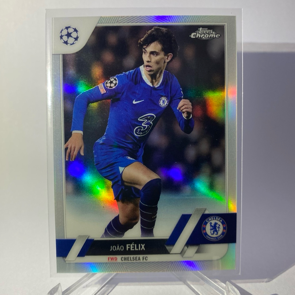 การ์ดนักฟุตบอล JOAO FELIX, (refractor), CHELSEA, TOPPS CHROME 2023