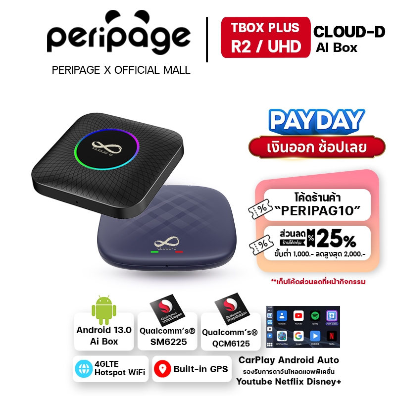 [ศูนย์ไทย] CLOUD-D Ai BOX TBOX Plus,R2 กล่องแอนดรอย APPLE Carplay และ Android Auto AI BOX รถยนต์