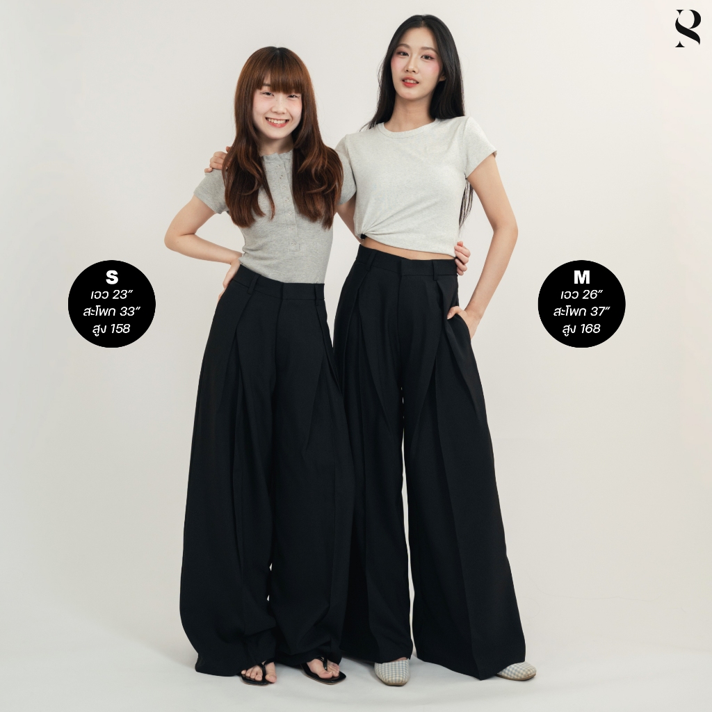 Melody_SP030 กางเกงขากระบอก ขาบาน แห้งไว ไม่ต้องรีด ใส่สวยสำหรับสาวเอวเล็กสะโพกใหญ่ รูปที่ 2