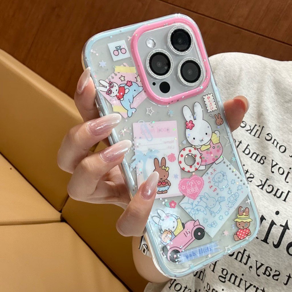 ( พรี 7-10 วัน ) เคส Miffy ฝังลายใสโชว์สีเครื่อง