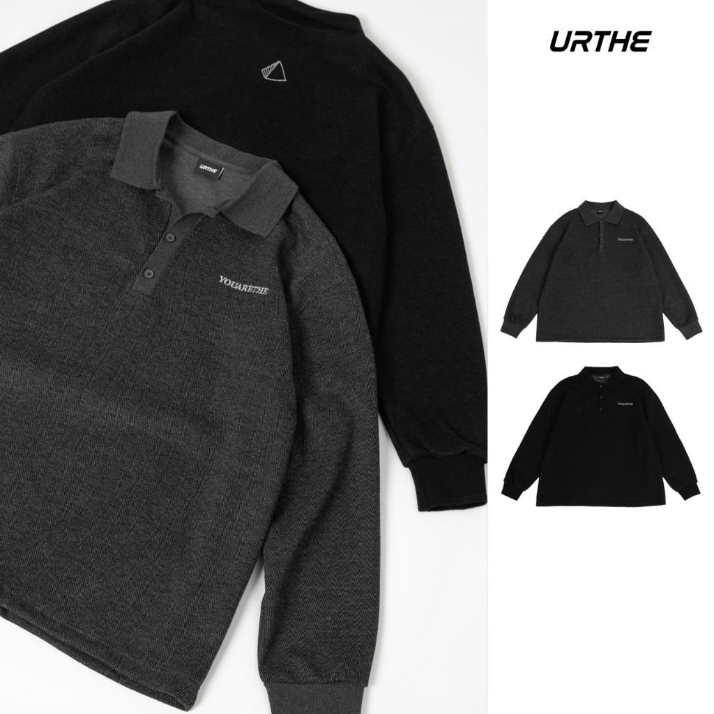 URTHE - เสื้อโปโล แขนยาว รุ่น ILLYRIANS COLLAR POLO SHIRT