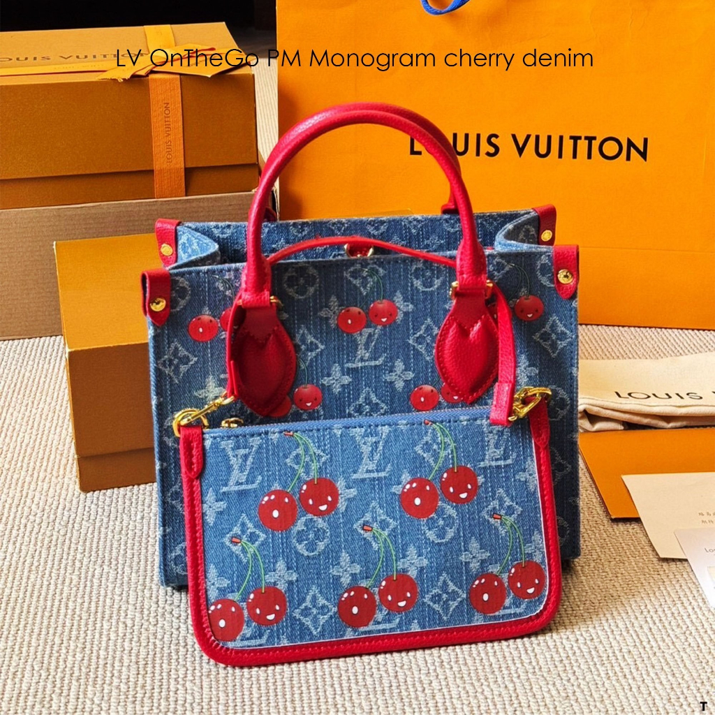 LV OnTheGo PM Monogram cherry denim 25cm [สินค้า Outlet]