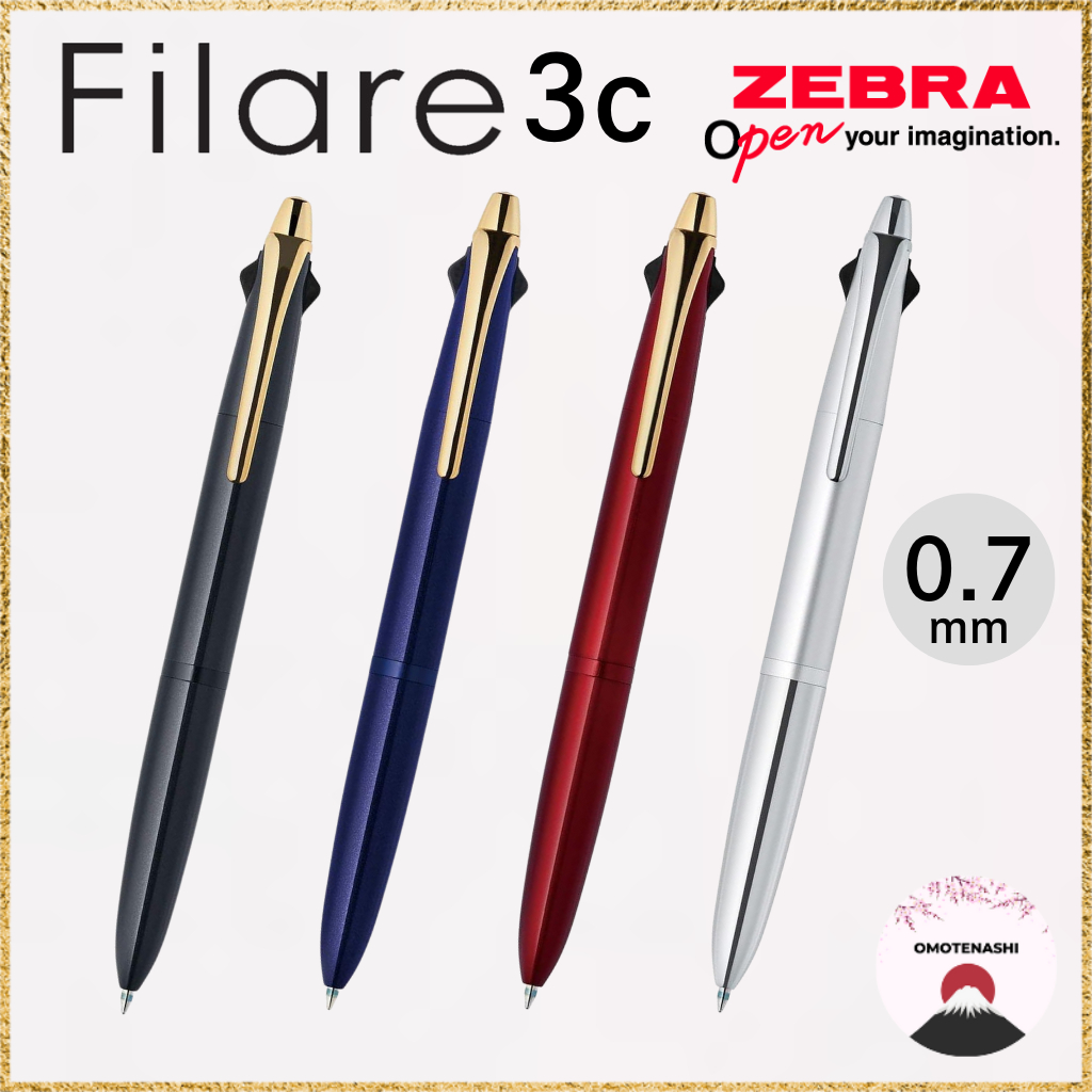Zebra (ZEBRA) 3-Color Ballpoint Pen Filare 3C 0.7mm P-B3A12-BK/ P-B3A12-BL/ P-B3A12-R/ P-B3A12-S